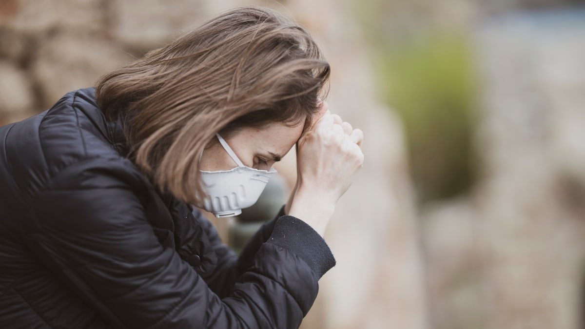Woman wearing face mask during coronavirus outbreak